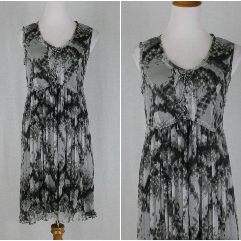 Et Compagnie Paris Pure Silk Chiffon Peasant Dress Lagenlook Dress Y2k Fr40  M 8
